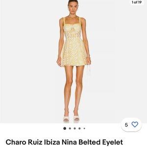 Charo Ruiz belted nina dress- yellow and white- xs- EUC